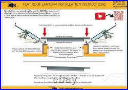 1000mm x 2000mm Flat Roof Lantern Triple Glazed Skylight Rooflight Toughened