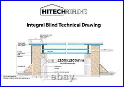 1200 X 1200mm Skylight HITECH Rooflight with Integrated Electric Blind