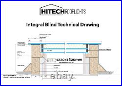1220 X 1820mm Skylight HITECH Rooflight with Integrated Electric Blind