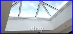 2.7m x 1.0m Skylight Roof Lantern White uPVC Clad Aluminium Glass Roof