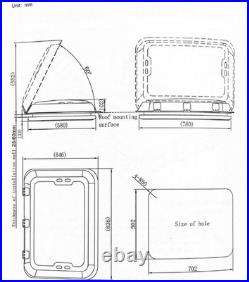 500 x700mm Caravan RV Motor Home Skylight Roof Vent Hatch Cut Out Anti-UV Window