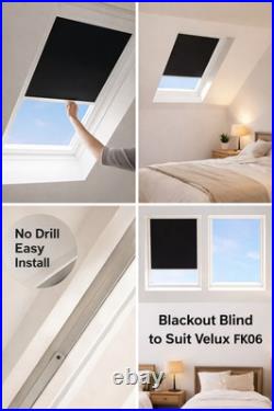 Black Blackout Blind for Velux Roof Window FK06 White Frame Bloc Skylight