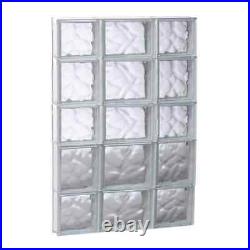 Clearly Secure Glass Block Window 32.7 x 19.2 x 3.1 Wave Frameless Non-Vented