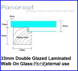 FLAT ROOF SKYLIGHT WINDOW DOUBLE GLAZED LAMINATED WALK ON 1500 x 2000mm