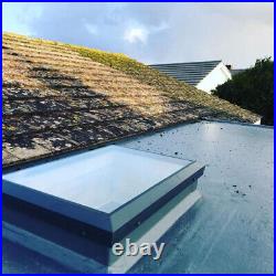 Flat Glass Pane Rooflight Double Glazed Window, Electric Opening, Builders Kerb