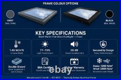 Flat Glass Rooflight Skylight Fixed Double Glazed Aluminium Frame Brett Martin