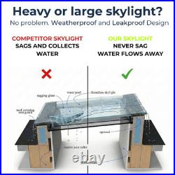 Flat Roof Skylight Fixed Glass Rooflight UK Multiple Sizes