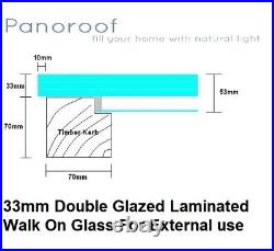 Flat Roof Skylight Rooflight Window Laminated WALK ON Glass 1350mm x 2800mm