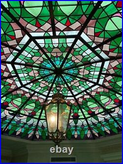 Grand Entrance Stained Glass Dome Window Leaded Roof Light Latern Skylight Old