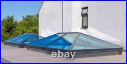Korniche Roof Lantern ANTHRACITE GREY Blue Glass 1000x4000mm EXTERNAL CURB