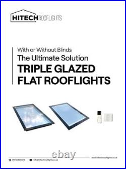NEW BUILT IN Blind Rooflight Flat Roof Window Lantern Roof Light Triple Glazed