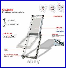 PVC White Top Hung Skylight Escape Access Roof Windows 78cm x 98cm + Flashing