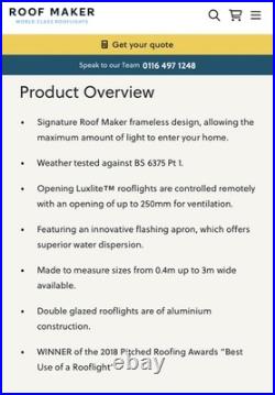 Roof WindowithSkylight. Opening. Aluminium Frame. Double glazed. 1020x1070mm