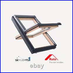 Roto Pitched Roof Window Center-Pivot Natural Timber Different sizes