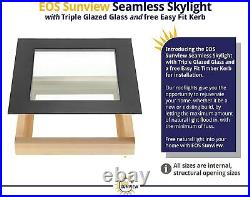SKYLIGHT ROOF WINDOW TRIPLE GLAZED SELF CLEANING + EASY FIT KERB 600mm x 1500mm