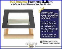 SKYLIGHT ROOF WINDOW TRIPLE GLAZED SELF CLEANING + EASY FIT KERB 600mm x 900mm