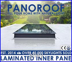 Skylight Flat Roof Rooflight Triple Glazed Self Clean Glass 1000mmx2500mm +Kerb