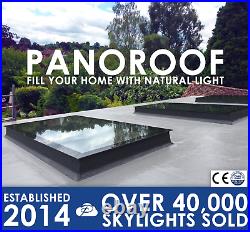 Skylight Flat Roof Rooflight Triple Glazed Self Clean ToughGlass 1000x2500 +Kerb