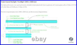 Skylight/Rooflight fixed, Frameless window? Riple glazed Flat/pitched roof glass