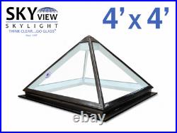 Skyview Skylight 4' x 4' Pyramid Glass Skylight High Performance Glass Custom