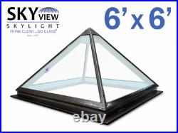 Skyview Skylight 6' x 6' Pyramid Glass Skylight High Performance Glass Custom