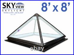 Skyview Skylight 8' x 8' Pyramid Glass Skylight High Performance Glass Custom Skyview Skylight 8' x 8' Pyramid Glass Skylight High Performance Glass Custom