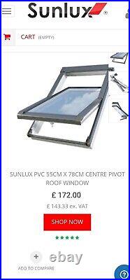 Sunlux Centre Pivot PVC Roof Windows Flashing Loft Rooflight PVC 55x78cm