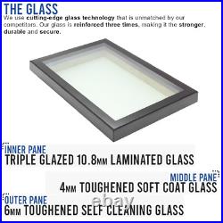 Triple-Glazed Laminated Aluminium Rooflight Skylight Window Glass 1000x2500mm