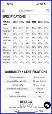 VELUX FCM 3434 Fixed Curb Mount Skylight Pine Frame Gray, Low-E, Flashing