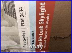 VELUX FCM 3434 Fixed Curb Mount Skylight Pine Frame Gray, Low-E, Flashing