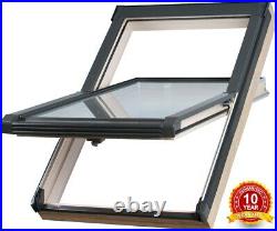 Wooden Timber Roof Window 78 x 140cm Centre Pivot Skylight Rooflite + Flashing