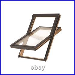 YARD LITE Grey / Pine Wood Roof Window Centre Pivot Loft Skylight Unvented