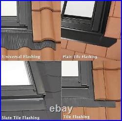 YARDLITE Roof Window Grey / White Wood Centre Pivot Loft Skylight + Flashing