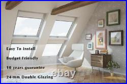 YARDLITE Roof Window Grey / White Wood Centre Pivot Loft Skylight + Flashing