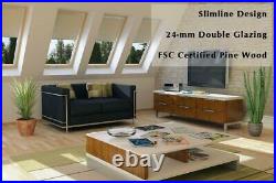 YARDLITE Roof Window Loft Skylight Grey / Pine Wood Centre Pivot Unvented
