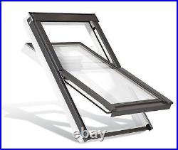 YARDLITE Roof Window Loft Skylight Grey / White Wood Centre Pivot + Flashing