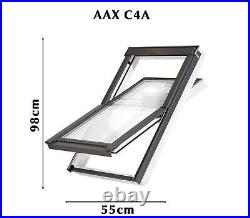 YARDLITE Roof Window Loft Skylight Grey / White Wood Centre Pivot + Flashing