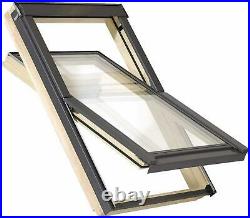 YARDLITE Vented Pine Roof Window, Pivot Skylight + Flashing & Blinds
